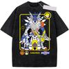 Digimon Japanese Anime Were Garurumon Wash Cotton Y2K T-shirt Summer Men and Women Anime  Casual Sports Fashion Streetwear Shirt