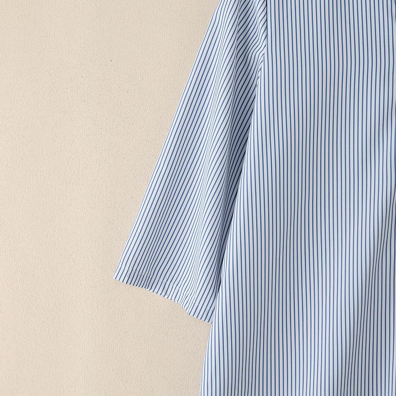 ZANZEA Women Casual Turn Down Collar Loose 3/4 Sleeve Stripe Long Dress