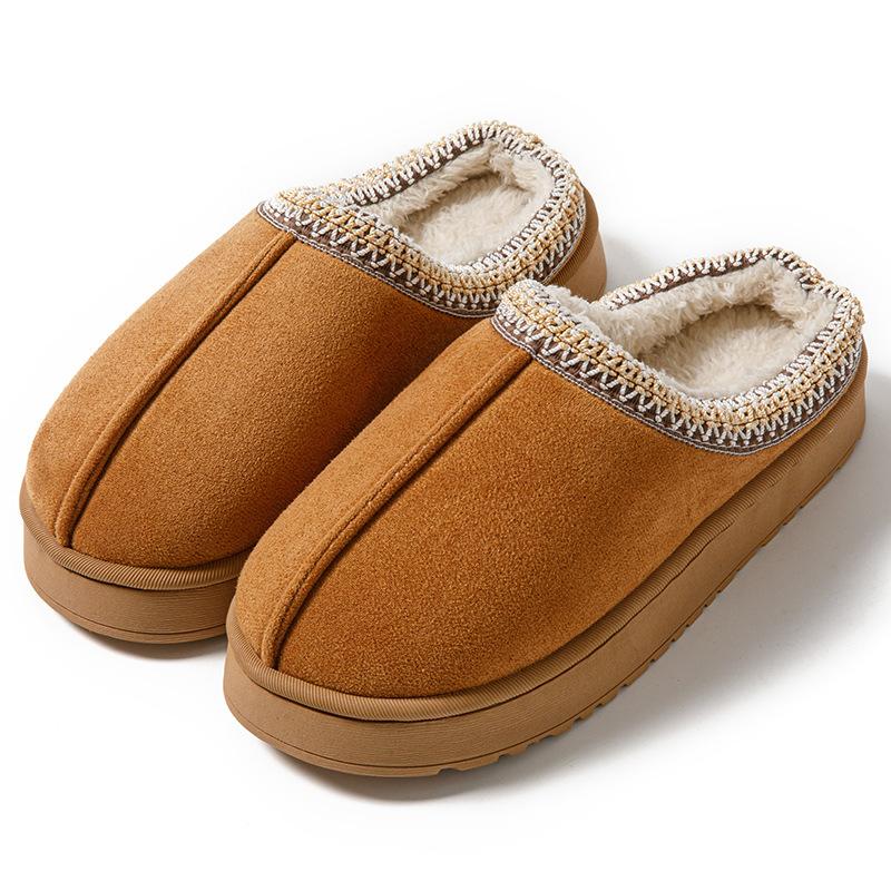 Suede couple cotton slippers autumn and winter indoor home use thick-soled plush slippers outer shoes