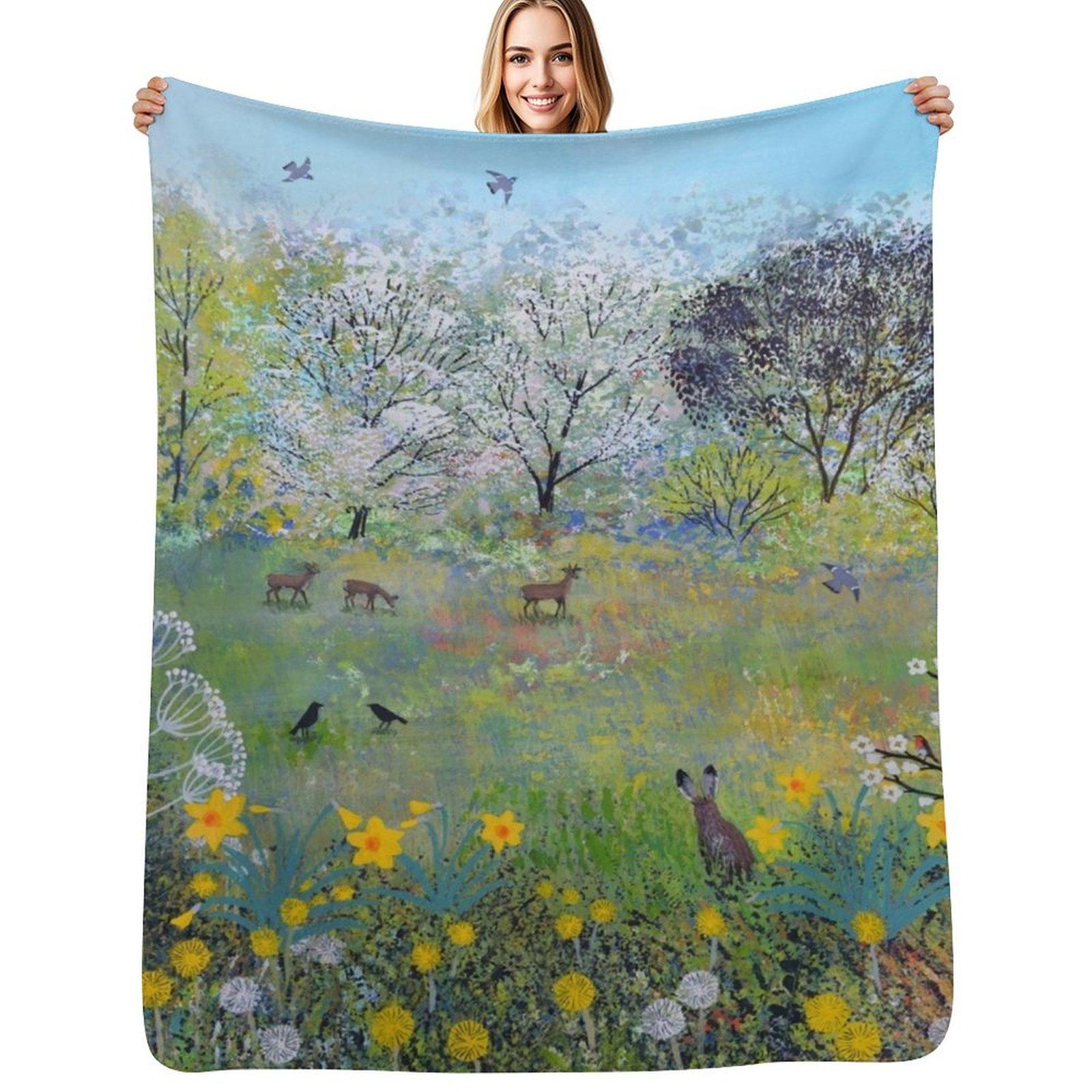 

Looking Over Spring Meadow Throw Blanket Soft Breathable Blanket for Night Sleeping 102x76cm(40x30in)