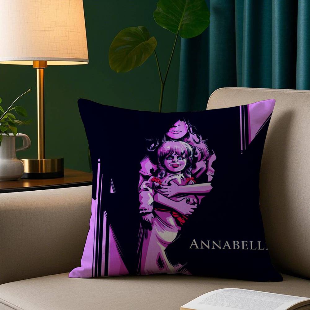 Film Horror A-Annabelle Kissenbezug Plüschstoff Weicher Kissenbezug Doppelseitiger Druck Sofakissenbezug Überwurf
