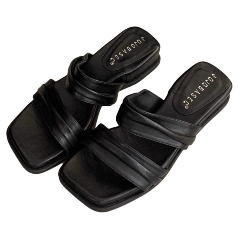 Thick-soled One-shoulder Shoes New Women's Shoes Wedge Heels Slippers and Sandals