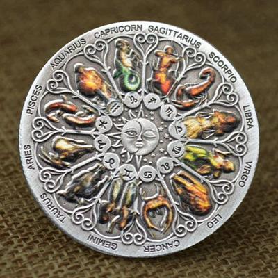Zodiac Challenge Silver Coin The?Tecken?Av?Zodiac Constellation Souvenir Coins