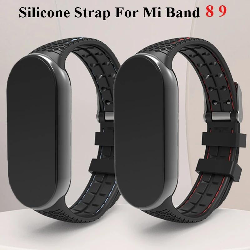 Silicone Strap For Mi Band 9 Bracelet Rubber Watchband Replacement Smartwatch Wrist Bracelet Correa For Xiaomi Mi Band 8 9 Strap