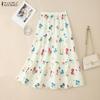 ZANZEA Women Casual Elastic Waist Loose Floral Print Skirts