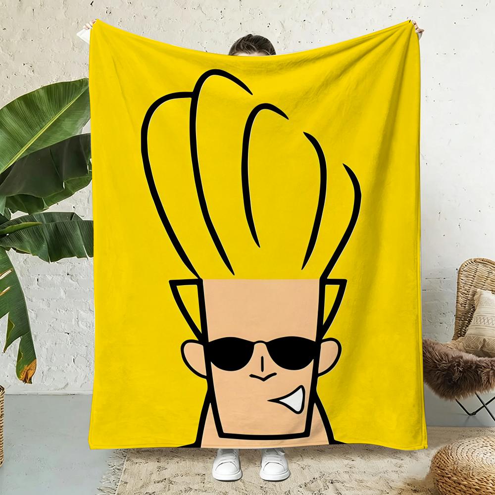 Anime J-johnny bravo Throw Lightweight 240g Flannel Blanket Soft Skin-friendly for Summer Cooling