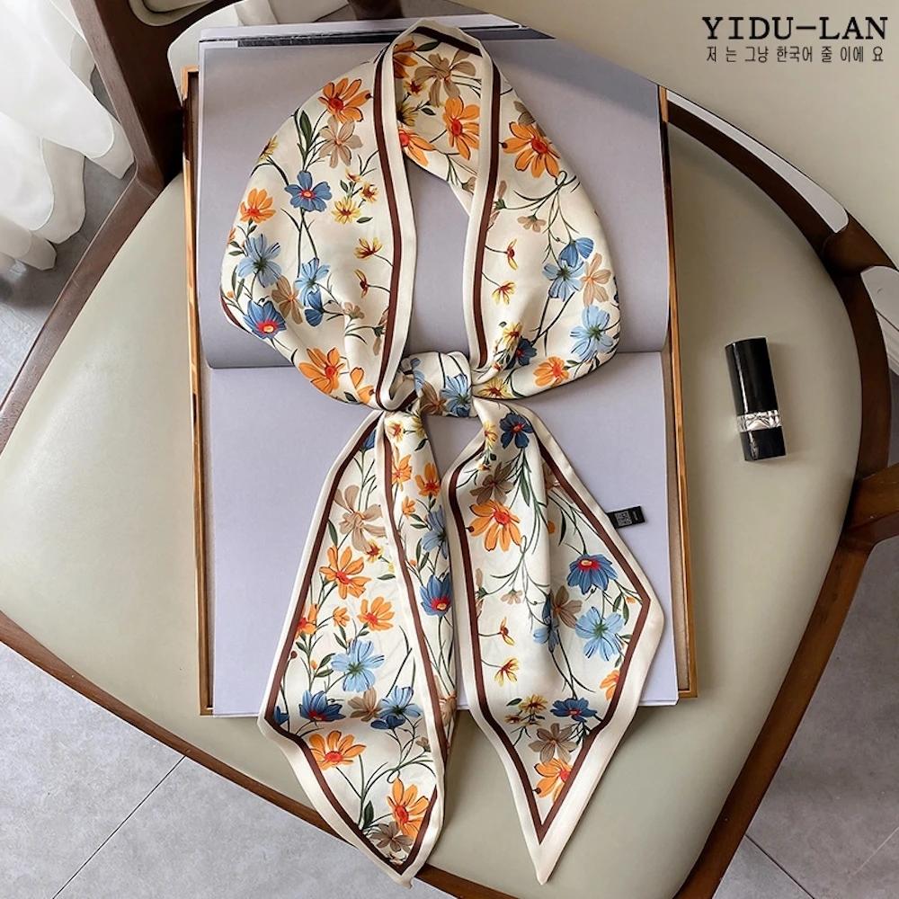 Long Silk Scarf Bag Tie Lady Neck Skinny Scarves Hairband Foulard Horse Print Brand Lady Neckerchief Ribbon  Spring New
