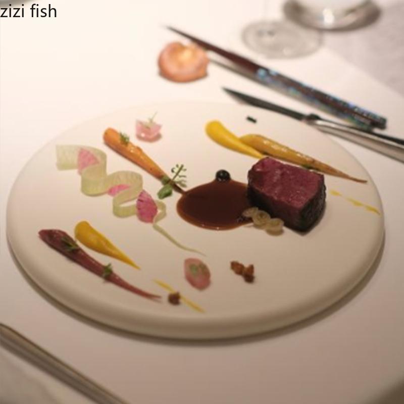 Thickened Ceramic Dining Plate Round Western Style Steak Plates Pizza Pan Serving Plate Sushi Plates Dessert Bowl Fruit Dish