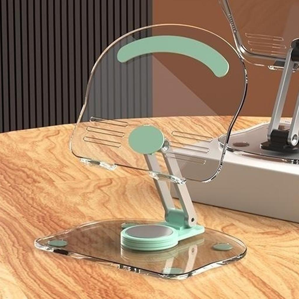 Tablet Stand Holder 360 Degree Rotating Liftable Folding Acrylic Transparent Desktop Tablet Holder