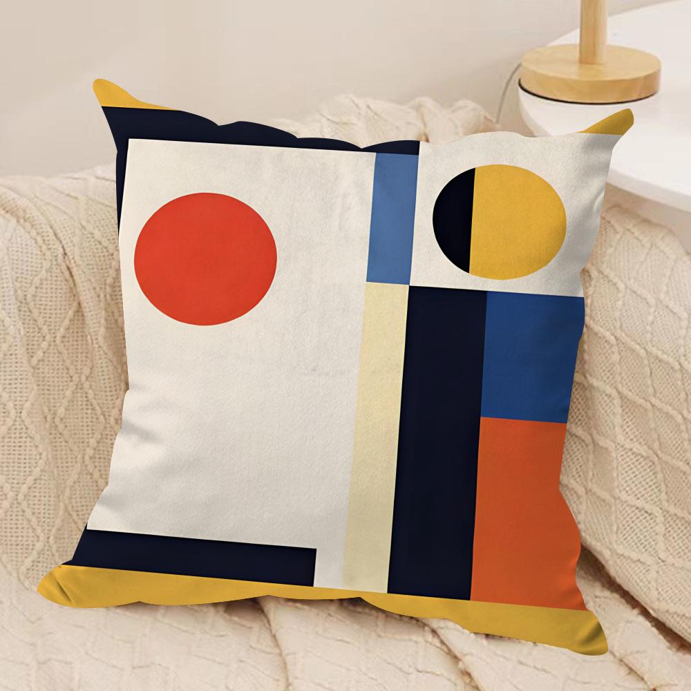 Abstract B-Bauhaus Geometry Cushion Cover Soft Plush Fabric Double-Sided Printed Sofa Cushion Cover for All Seasons Home Decor
