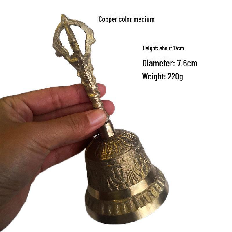 "Brass Hand Rattle with Five Bells for Home or Shop Use"