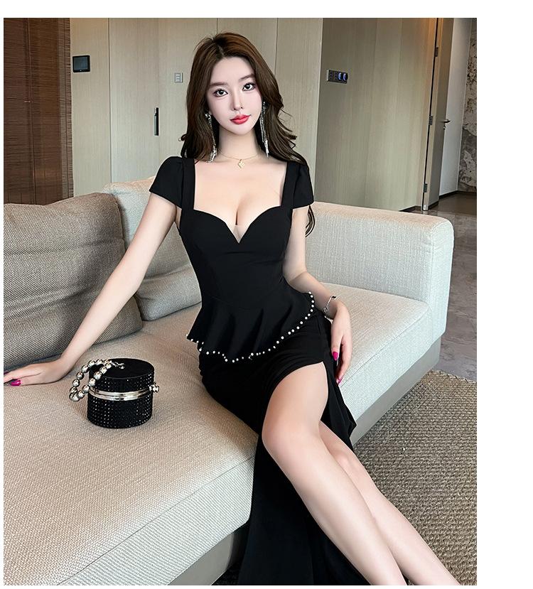 Sexy dress fake two-piece evening dress premium soft foot bath overalls