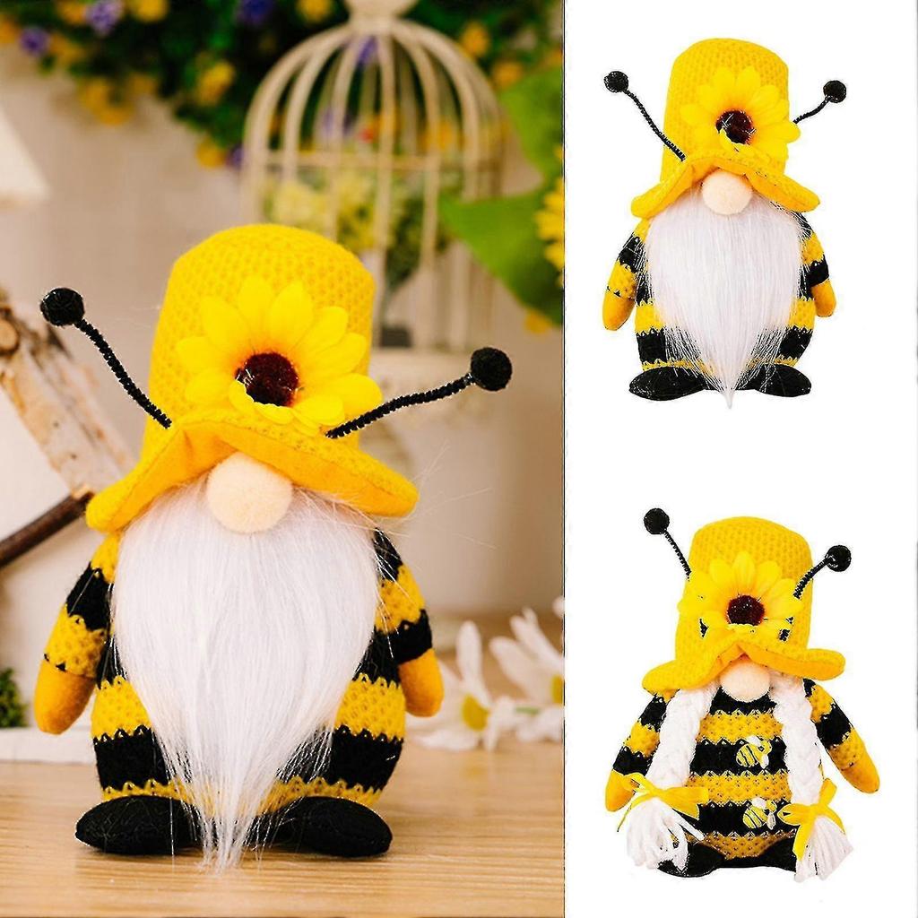Gnome Ornament Bee Day Theme Soft Texture High Resilience Stuffed Non-shedding Sunflower Tentacle Faceless Doll Home Decoration TY