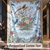 Floral Birds Artwork 1 Theme Wall Tapestry Customized With Name Text Personalized Hanging Tapestry For Bedroom Living Room Decor