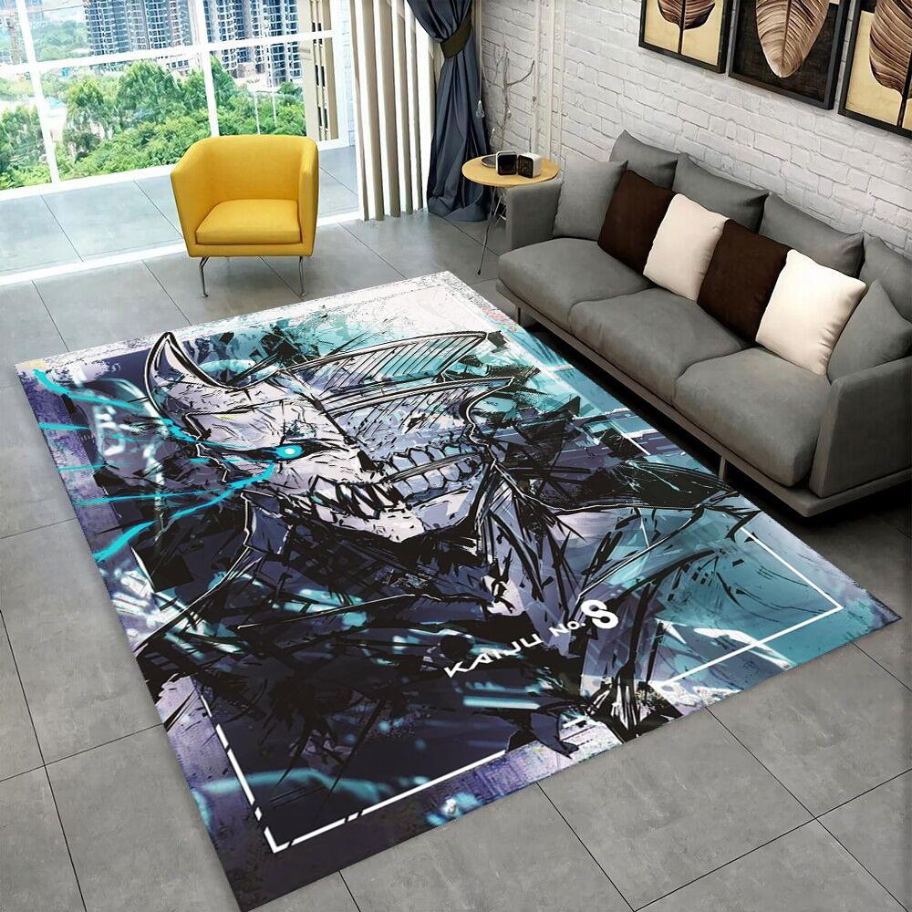 Tappeto Cartoon Anime Kaiju No.8 3D per Soggiorno Camera da Letto Casa Decorazione Divano, Tappetino Antiscivolo per Giochi Bambini Regalo