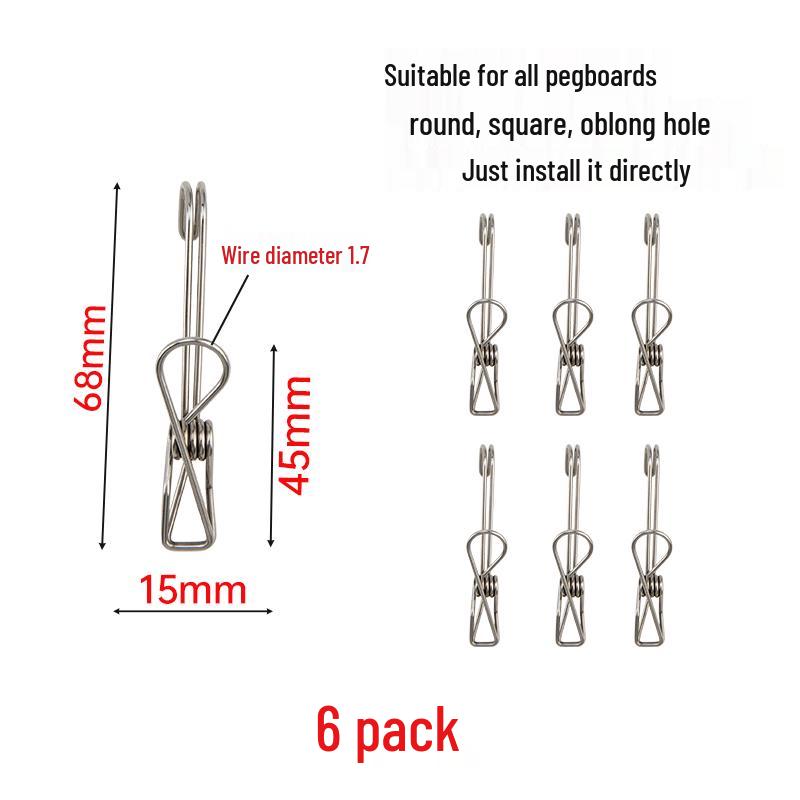 Stainless Steel Pegboard Hooks for Supermarket Shelves and Perforated Walls