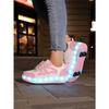 29-40 Boys Four-wheel Running Shoes Detachable Flat Shoes Rechargeable USB Luminous Sports Light Shoes Girls Roller Skates Boys Shoes