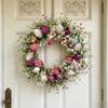 Easter Door Wreath 17 Inch Artificial Spring Flower Wreath Funny Front Door Decor for Home Entryway Yard Patio Farmhouse Party