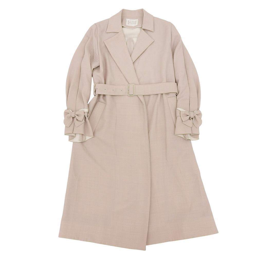 FOXEY BOUTIQUE Excellent Condition Belted Single-breasted Coat, Women's, Mocha and Ivory, Size 38, 37910 Coat 38 Mocha/IvoryUsed