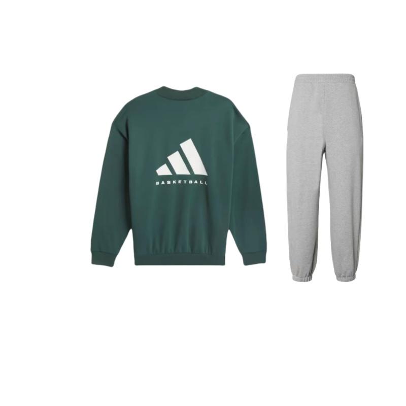 

Adidas Letter Logo Printed Basketball Reversible Knit Mock Neck Sweatshirt Mid Waist Long Pants Casual Sports Set Unisex Sports Set IV7608+IM8421 S