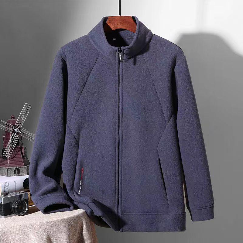 Men s Thick Stand Collar Fleece Cardigan Jacket 4XL (90-100 kg)