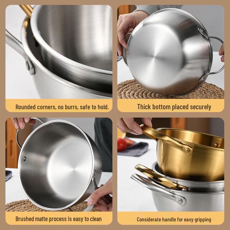 ZISIZ 304 Stainless Steel Cooking Pot