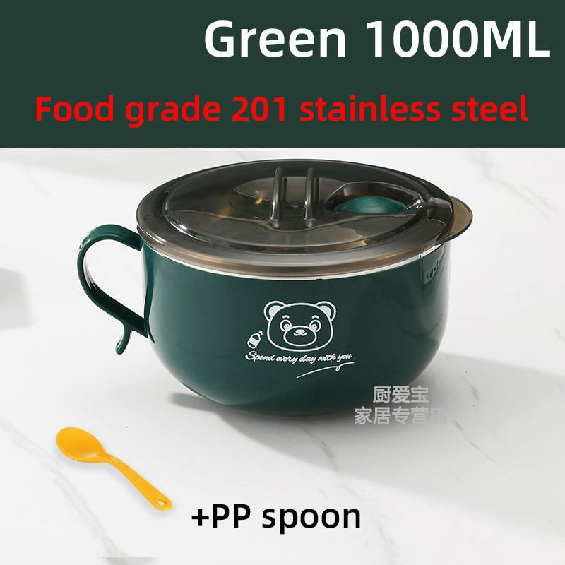 

Большая вместительная миска для лапши быстрого приготовления из нержавеющей стали 304 с крышкой, ланч-бокс для студенческого женского общежития, может сливать большую лапшу быстрого приготовления 201greenwan1060gaitangchi