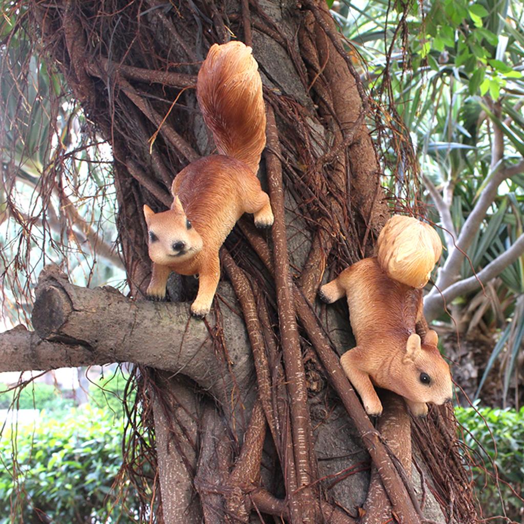 2 pieces of simulated squirrel tree hanging resin crafts, courtyard garden tree decoration, courtyard lawn decoration, home and