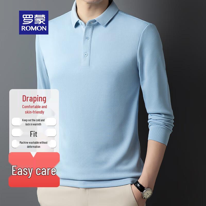 ROMON Men's Long Sleeve Pique Polo Shirt