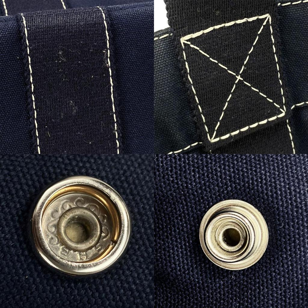 Used HERMES Handbag Tote PM Deauville canvas Navy Navy casual