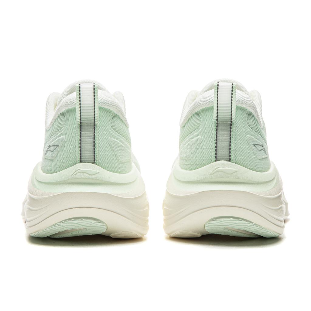 Li Ning Ling Bo V3 Dicke Sohle Höhensteigernd Vielseitig Weich Rückprall Laufschuhe Damen Sneaker Weiß Grün ARSW112-4