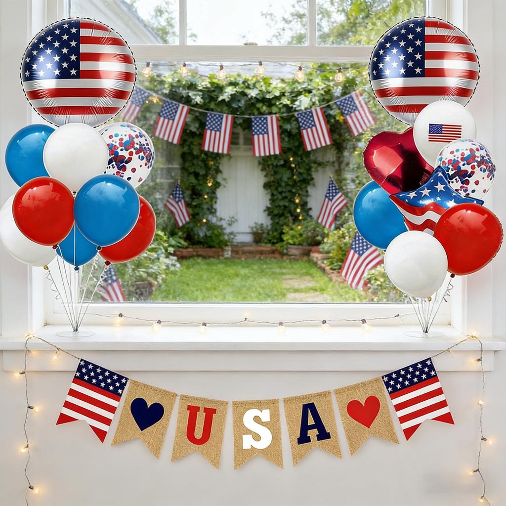 American Independence Day Decoration Set Party Decoration Paper Fan Flower Set