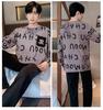 Men's Tom and Jerry Cartoon Pajama Set - Round Neck, Long Sleeve, Long Pants, Lightweight, Perfect for Spring and Autumn, Indoor/Outdoor.