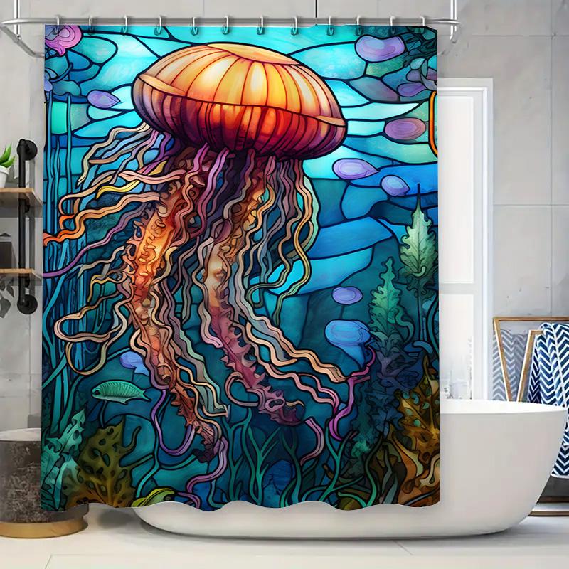 

Vintage Style Shower Curtain With Red Floral Pattern For Bathroom Decoration Waterproof Fabric Printing Customizable Size (White 90x180cm