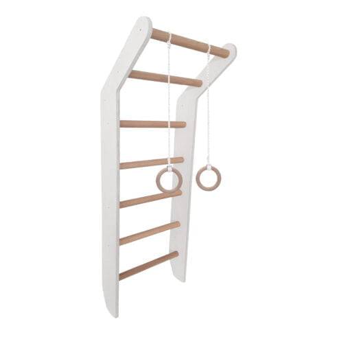 Wall Gym Kids Home Gym Children Wall Bars Wooden Climbing Frame Gym Rings Indoor Playground Toddler White