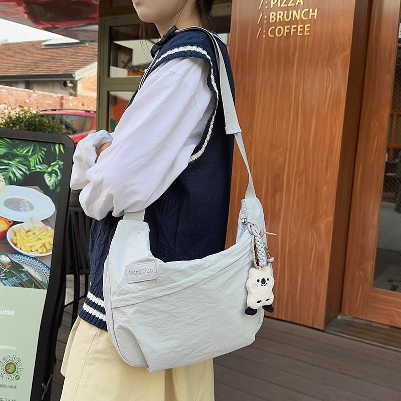 Нейлоновая сумка женская однотонная сумка через плечо большая вместительная сумка через — фото 17