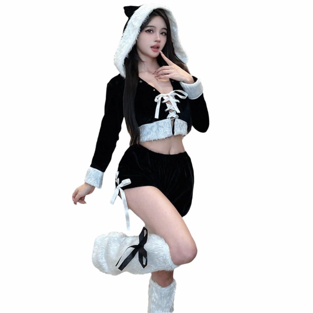 Santa Hat Christmas Dress Santa Claus Christmas Perform Costume Sexy Bunny Girl Costume  Xmas Suit