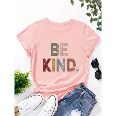 Short Sleeved BELIND Printed Plus Size Round Neck T-shirt
