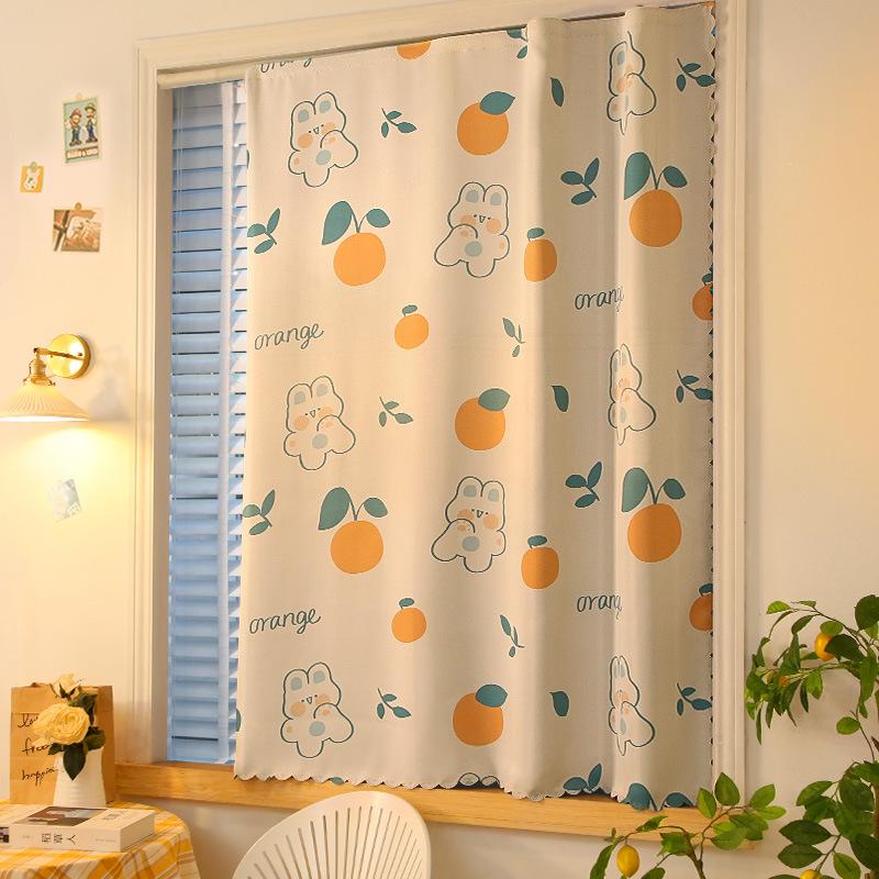 Velcro Curtains, Korean Cartoon Internet Celebrity Rental House Heat Insulation Light Blackout Cloth