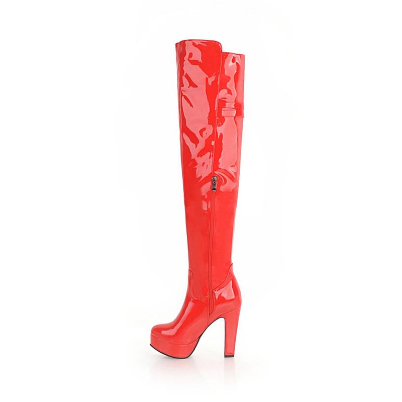 Sexy Winter Over the Knee Boots Women Platform High Heels Women's High Boot Waterproof Black Red White Long Party Shoes Big Size