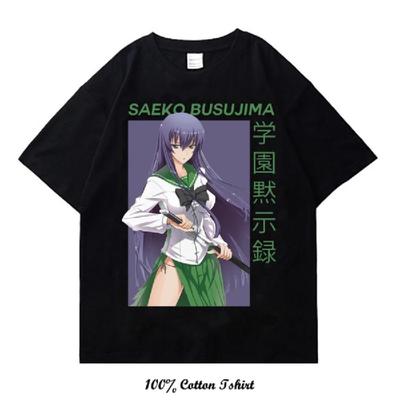 Japanese Anime Highschool of the Dead Graphic Print T Shirt Fashion Plus Size Cotton Crew Neck Short Sleeve T Shirt Women Men