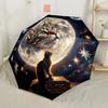 Celestial Cat Dreamscape Outdoor Automatic Umbrella Compact 8-Rib Lightweight Durable Plastic & Iron for Women/Men Stylish Accessory Gift