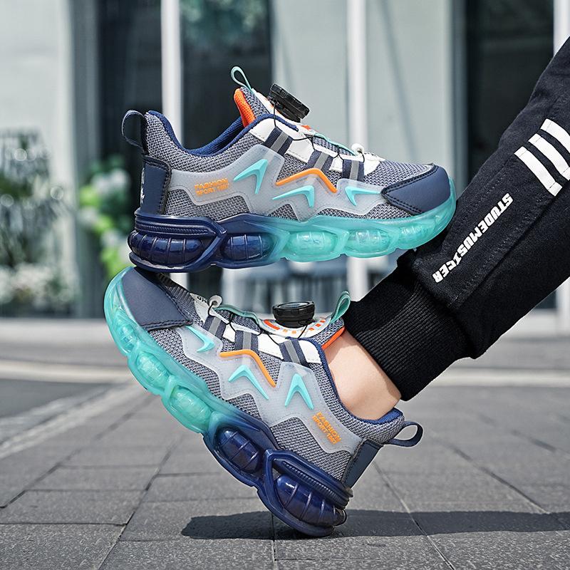Fashion New Children's Casual Shoes Breathable Mesh PU Leather School Sports Shoes Lightweight Fashionable Wear-Resistant Running Shoes