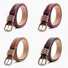 Womens Minimalist Pu Leather Belt With Alloy Pin Buckle And Vintage Stone Detail For Daily Wear