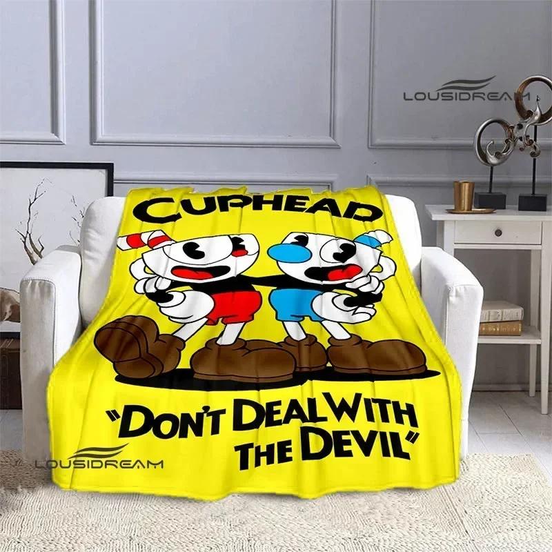 Cuphead Anime Printed Blankets Children's Warm Beautiful Blankets Flannel Soft and Comfortable Blanket Home Travel Birthday Gift