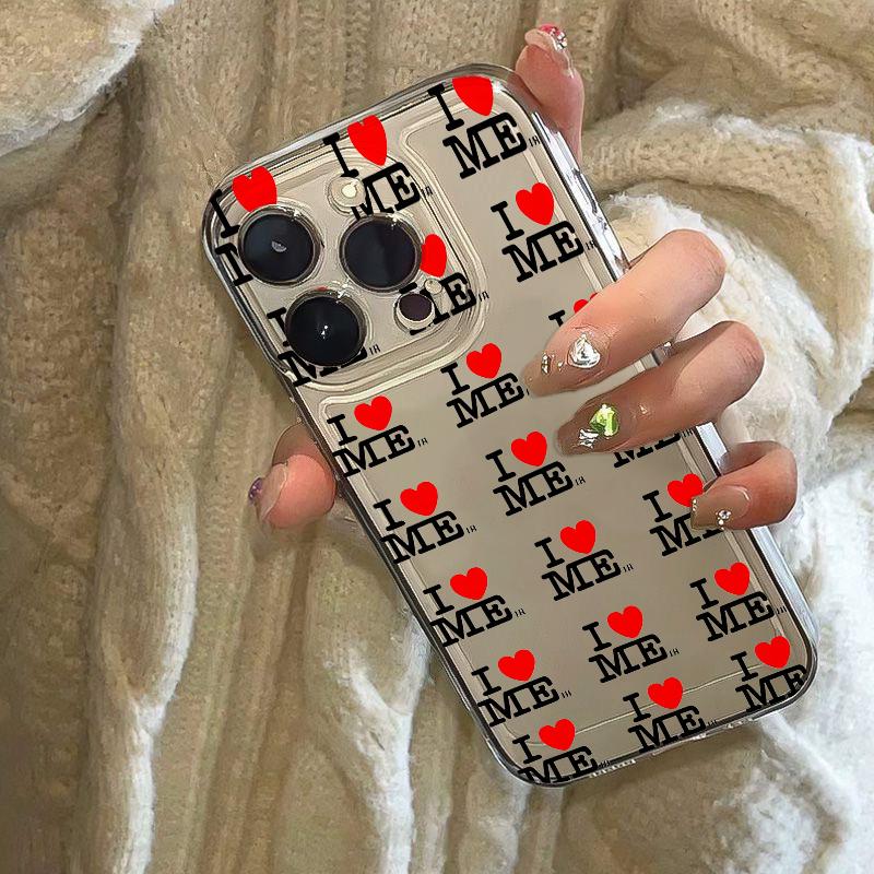 I LOVE ME Self Love Phone Case For iPhone 17 Air 16E 16 15 14 11 Pro Max Plus 13 12 Mini 8 7 X Transparent Shockproof Cover