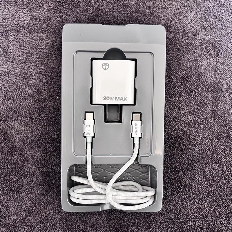 30W GaN Charger with Type-C Cable for Apple iPhone 15 - Fast Charging