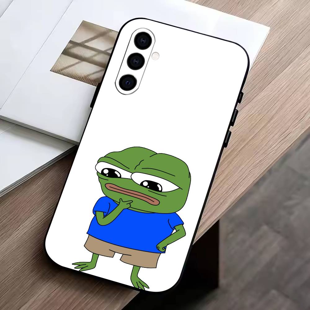 Funny Sad Frog pepe M-meme  Phone Case For Samsung Galaxy A73,A72,A71,A70,A53,A52,A51,Soft Silicone Black Cover