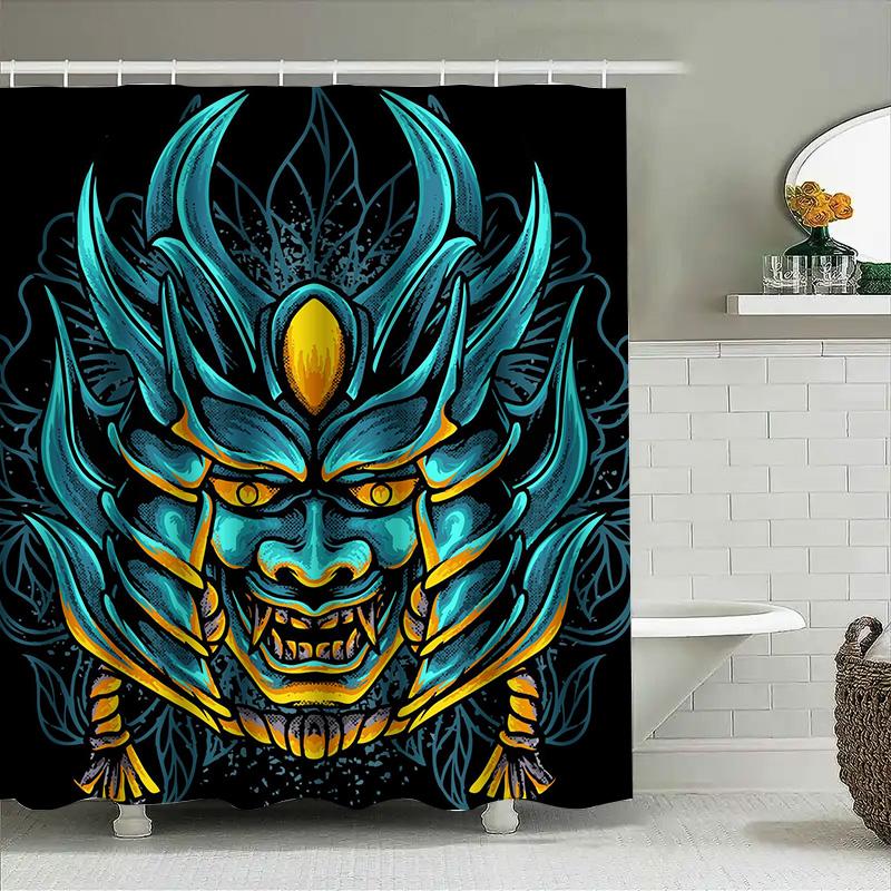 

Tuniu Blue Oni Japanese Yokai Room Divider Curtain For Bathroom Decor Cool Wall Hanging Art W60H190(CM)-1 Pcs