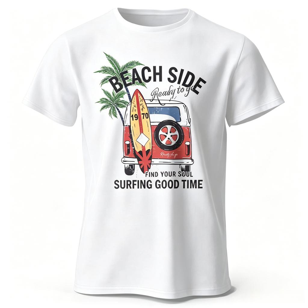 Vintage Surf Badge Printed Unisex Unisex Unisex TShirt Tees Tops Cotton Fabric Retro Wave Graphic Beach Club Wear